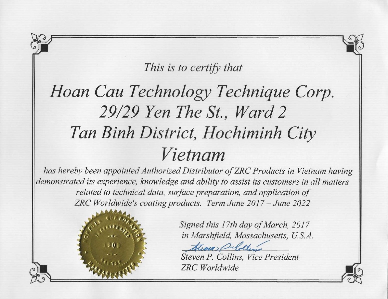 Công ty Hoàn Cầu- Đại lý phân phối độc quyền sơn mạ kẽm lạnh ZRC tại Việt Nam